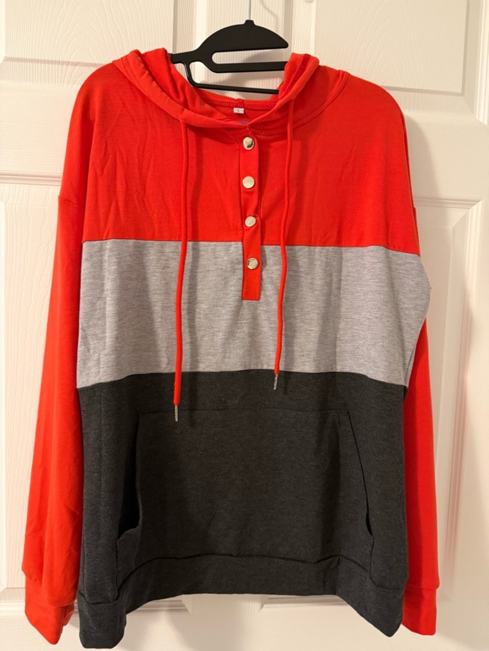 Colorblock Hoodie - Red, Light Gray & Dark Gray NWOT